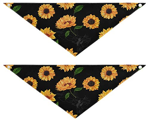 2 Stück Hundehalstücher Haustier Bandana Schal Druckknopf Dreieck Lätzchen Halstuch Set Haustier Urlaub Zubehör Dekor für kleine bis große Welpen Hunde Katzen Medium Lebendige gelbe Aquarell