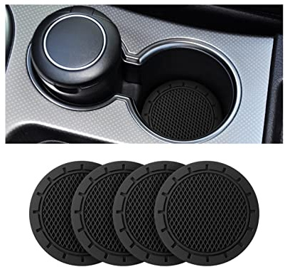 CGEAMDY 4 Pieces Car Cup Holder, 7cm Diameter Non-Slip Universal Insert Cup Holder, Durable, Suitable for Most Car Interior, Car Accessory for Women and Men (Black)