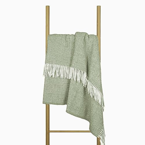 Manta de Lana 140x200 cm, 100% Pura de Nueva Zelanda, Plaid de Lana Suave para Cama y Sofá, Colcha como Cubrecama para Sofás, Elegante Cubrecama con Flecos – Nostra Zelandia Wool Manta Grande