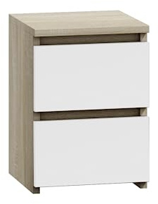 VBChome Nachttisch 30 x 30 x 40 cm Eiche Sonoma Mix Nachttisch mit 2 Schubladen für das Schlafzimmer Grifflose Büro Zimmer Modern Eiche Sonoma Mix