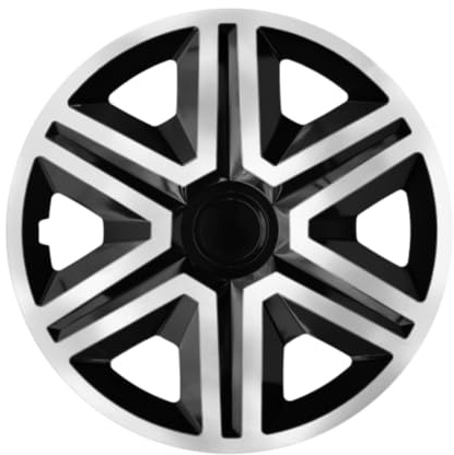 Luckyberg Radkappen 14 Zoll Action | Zierkappen in vielen Farben, Radzierblenden 4er-Set für die meisten Automarken und Stahlfelgen. Felgenabdeckung für Autofelgen. (14 - Silver/SCHWARZ)