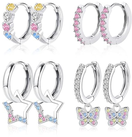 ALEXCRAFT Boucle Doreille Femme Argent Or En Forme de Coeur 925 Creole Plaqué Or 14K Creoles Acier Inoxydable Ensembles Boucle Boreille Or, Petit Cerceau Tendance Bijoux Cadeaux pour Femmes