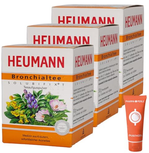 HEUMANN Bronchialtee Solubifix T 3x 30 g Teeaufgusspulver I Unterstützung der Schleimlösung im Bereich der Atemwege I Atemwegsbeschwerden I Medizin aus Kräutern I Spar-Set plus Pharma Perle give-away