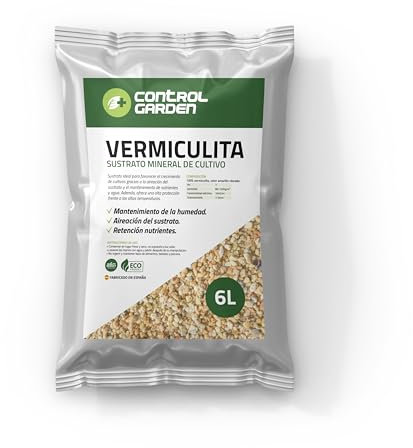 Control Garden Vermiculita 6L | Tierra para Plantas y Cultivos Interior y Exterior | Sustrato Natural para Semillas | Fabricado en España