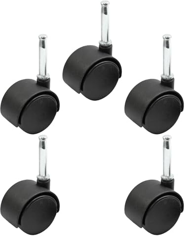 suiwotin 5 Stück 3,8 cm Lenkrollen M8 Lenkrollen mit M8 Stielstange Schwerlastrollen Nylon Schwarz Ersatz für Möbel Tisch Schrank Regal