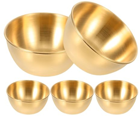 Ciieeo Stainless Steel Sauce Dishes Set of 5-3.15 Inch Round Appetizer Plates for Condiments Spices and Dips - Compact Serving Bowls for Home Restaurant Catering