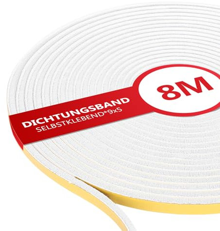 XEEINC 8M Bürstendichtung Selbstklebend, 9mm(B) x 5mm(D) Bürstendichtung für Rolladen Schiebetür, mit Idealer Klebkraft, Türbürstendichtung Insektenschutz für Fenster Tür - Weiß