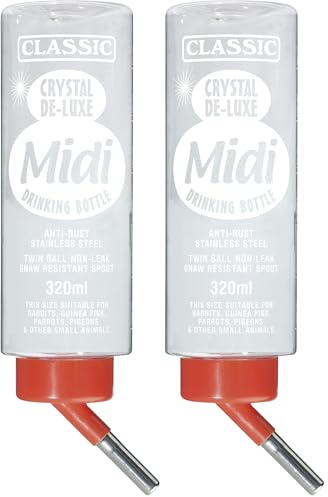 Classic Crystal Deluxe 'Midi' - Small Animal Drinking Bottle 320ml (Pack of 2)