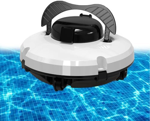 Kindevieft Cordless Robotic Pool Vacuum Cleaner, Portable Swimming Pool Cleaner, Self-Parking Robotic Pool Cleaner for above Ground/Flat Pools up to 1076 Sq.Ft, Lasts 120 Mins