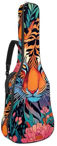 Tasche für Akustikgitarre, schöne Tasche für 40/41/42 Zoll mit Zubehörfach, wasserdichte Gigbag, Farbzeichnung Biene, Mehrfarbig Nr. 04, 42.9x16.9x4.7 in, Gitarrentasche