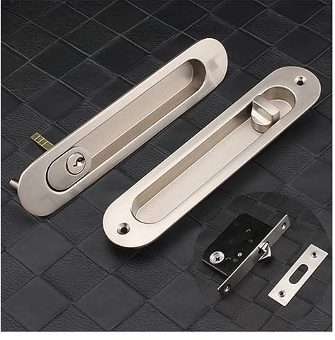 Scheunentorbeschläge Schiebetür-Schiebetürschloss, Sicherheitsschloss, Scheunentor, Schrank, eingebettete Hardware, Anzug, Holztürgriff, Innentür, Möbelschloss Leise Laufruhe der Rollen beim Schieben(