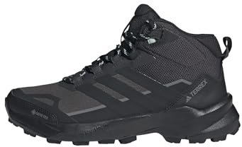 Adidas Women's Terrex Skychaser Ax5 Mid Top Gore-TEX Hiking, Carbon/Black/Semi Flash Aqua, 9.5