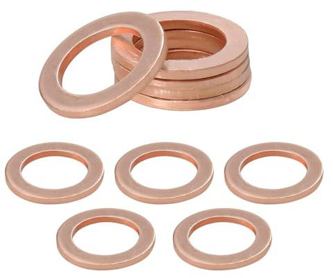 Wevdn 10 PCS Oil Drain Plug Gasket, 14mm Cooper Crush Washer Oil Sealing Gaskets, Automotive Replacement Drain Plug Gaskets Compatible with OEM PN Part 007603-014106, Car Accessories