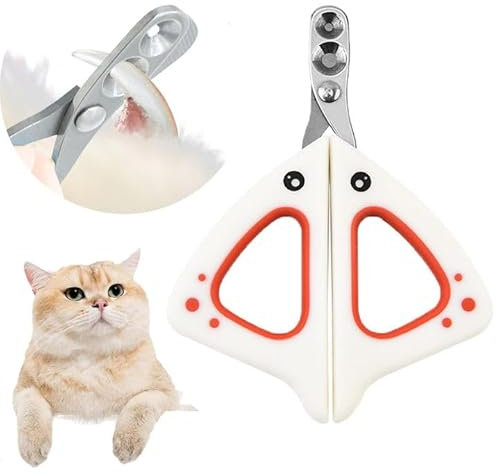 Krallenschere Katzen mit Schutz,Katzenkrallen Schneider,Katzen Nagelschere Profi,Katzen Krallenschneider mit 2mm & 4mm Loch,Cat Nail Clipper für Kleine Hunde,Welpen,Katzen,Katzennagelschneider (Weiß)