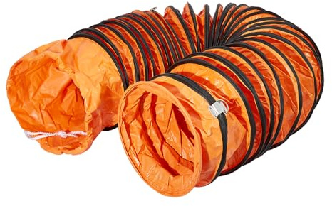 Flexibler PVC-Kanalschlauch, HVAC-Kanalschlauch flammhemmend für Ventilatorgebläse mit verstellbarem Seil und D-Ring, einfache Lagerung (Orange, 200mm*5m)