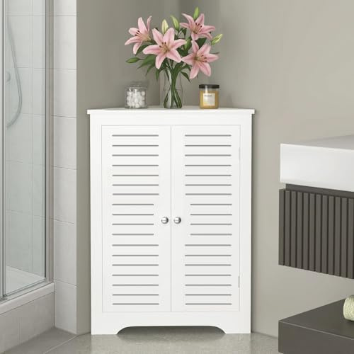 AOJEZOR Armoire de rangement d'angle de salle de bain, petits étagères d'angle avec portes