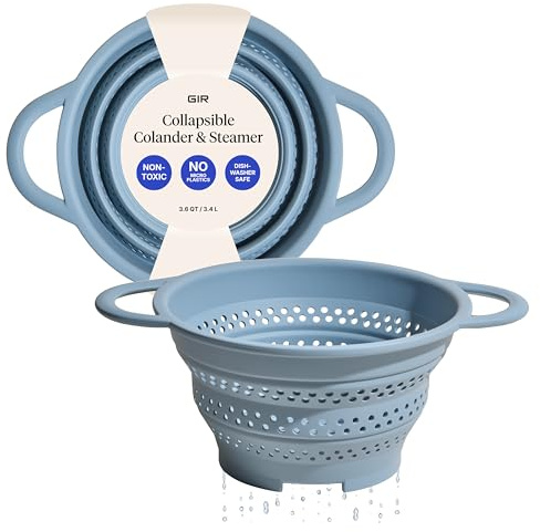 GIR Collapsible Colander, Silicone Strainer & Steamer, BPA-Free – Slate