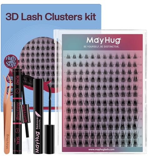Mayhug Wimpern Extensions Set Lash Extension Set 144pcs 3D Wimpern 8-18mm, 48-72 Halt Stunden Wasserdicht Bond & Seal Wimpern Kleber, 5ml Wimpernkleber Entferner, Pinzette(Facet)