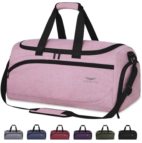 FIORETTO 35 L/50 l sportväska och resväska för kvinnor och män, med skofack och våtfack, vattentät väska för träningsväska, gym, resor, simning, bastu, fotboll, ROSA, 35L