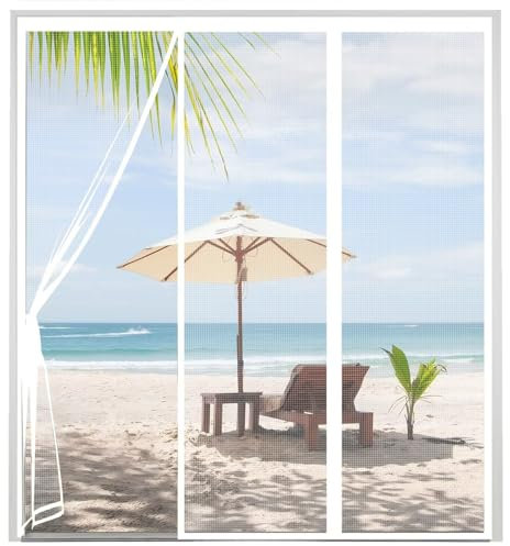 Puerta con mosquitera magnética 90x210cm Blanco Cortina de puerta antiinsectos sin perforación Puerta con mosquitera antiinsectos para ventanas Balcón Sala de estar