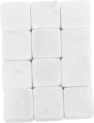 Mikinona Whiskey Stones in Marmo 12 Pezzi – Raffreddamento Rapido Senza Diluire, Sicuri per Cibo, Riutilizzabili per Whiskey, Vino, Gin e Cocktail, Ideale per Regali