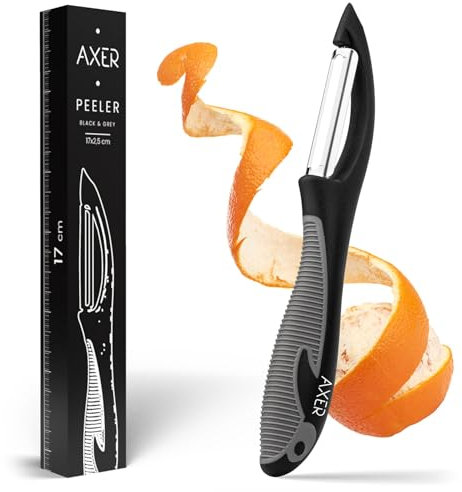 Axer Pelador Verduras y Frutas Vertical Negro y Gris - Pelador Patatas Profesional Afilado y Ergonómico - Pelapatatas Manual - Descascador de Legumes - Potato Peeler
