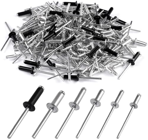 210 Pièces Rivets Aveugles en Aluminium, Assortiment de Rivets Pop, M3.2 * 8mm/M3.2 * 12mm/M4*10mm/M4*14mm/M5 * 12mm/M5 * 16mm, pour Métal Bois Plastique, pour Pinces à River Aveugles Courantes