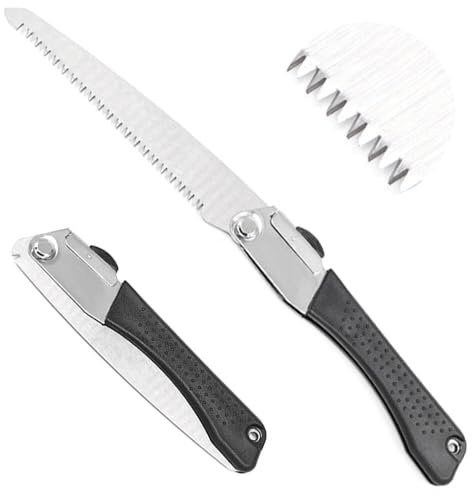Folding Pruning Saw, Premium Folding Hand Saw with Secure Lock Comfort Soft Grip for Garden or Tree Pruning, Camping, Wood Working, Rugged Durable Trimmer