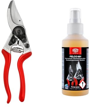 FELCO 14 Kompakt-Gartenschere mit Handschuhen FELCO 981 – Set für kleine Hände, feine Schnittarbeiten, sicher und präzise