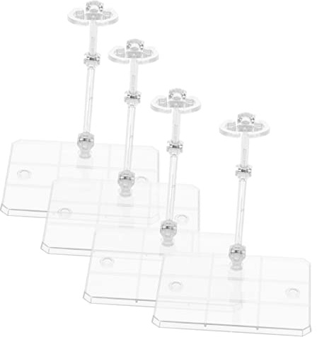 HONITANO Supporto Action Figure Regolabile in Pvc per Esposizione da Tavolo, Base Stabile e Resistente per Organizzare Bambole e Modelli, Confezione 4 Pezzi per Casa