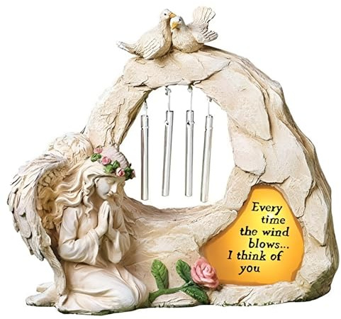 Syfunlv Solar Engel Gartenstatuen,LED Fairy Engel Figur,Gebetsengel Solarleuchte,22,8cm,Engel Skulptur Deko Rasen,Wetterfest Friedhof Grabschmuck,für Draußen,Hof,Terrasse,Veranda,Garten (Stil 2)