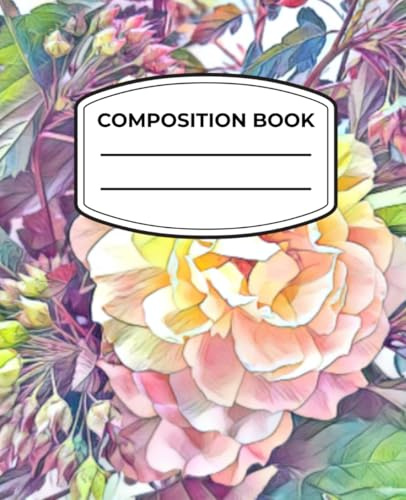 Peach Rose Composition Notebook | 7.5 x 9.25 | 100 pages college ruled: Pastel Sketch - The Vine & Bloom Collection – Cover 2
