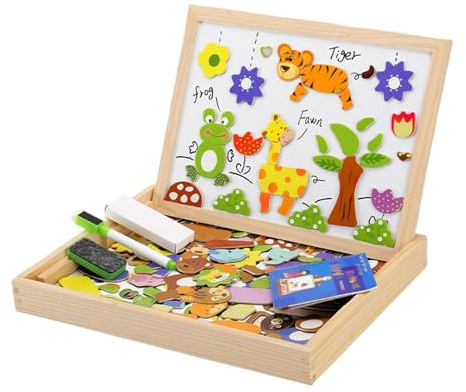 Magnetisches Schreibbrett – Lerntafeln aus Holz, 30,5 x 40,6 cm, für das Lernen in der Vorschule, kreatives Spiel mit doppelseitigem Whiteboard, Kreidetafel für den Gebrauch