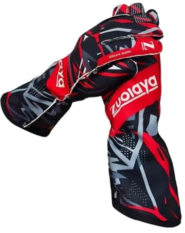 Sharplace Guantes de Karting Largos, Transpirables Y Antideslizantes para Juegos, Simuladores de Conducción Y Mandos de Volante, Rojo