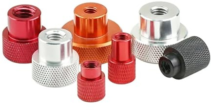 Rändelmutter, 1Pcs Aluminium Legierung Sackloch Hand Mutter M6-M10 Gerändelt Schritt Mutter(Black,M6xD20xH20)