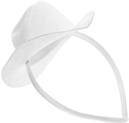IWOWHERO Cowgirl Stirnband aus Polyester mit Weißem Westernhut Leicht und Modisch für Festliche Anlässe Wie Geburtstagsfeiern und Fasching Geeignet