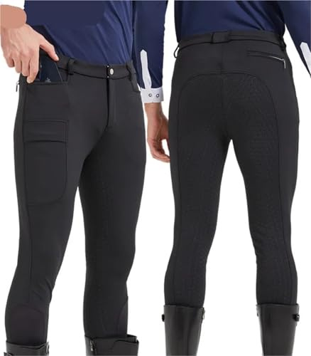 YGMNQAL Horse Riding Leggings Horse Riding Pants Men Equestrian Breeches Trousers Horseback Full Silicone Rider Equipment(XXL) Black