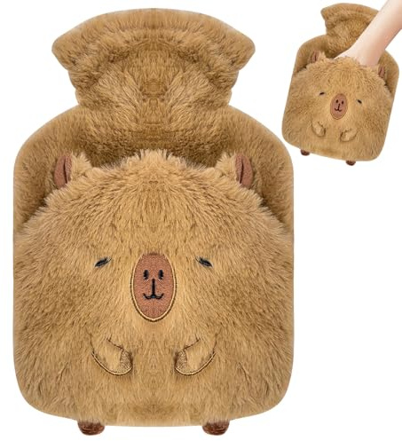 Wärmflasche tier, 1L Plüsch Wärmflasche Flauschig süß,Geschenke für Familie und Freunde
