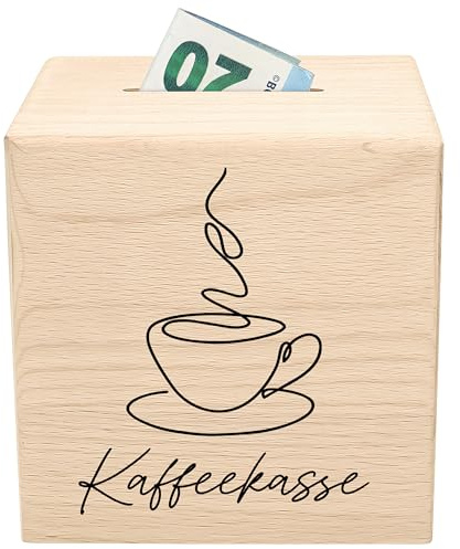 Kaffeekasse aus Holz als Trinkgeldkasse Spardose und Spendenkasse