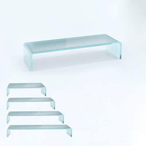 bijon TV Aufsatz Glas Bildschirm-Erhöhung | PC Monitor-Erhöhung, Schreibtisch-Aufsatz für Laptop Erhöhung, Monitor-Erhöhung | (B/T/H) 800x300x130mm - Satin
