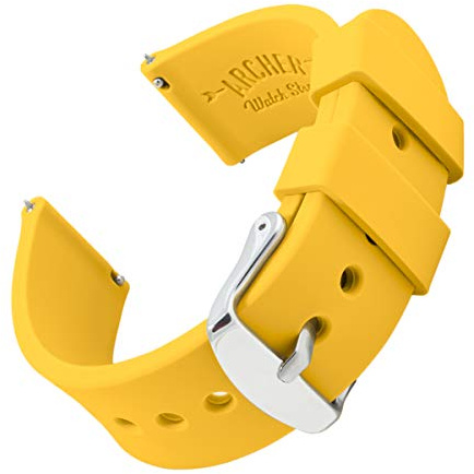 Archer Watch Straps - Correas de Reloj de Silicona Suave de Liberación Rápida (Amarillo Nápoles, 16mm)