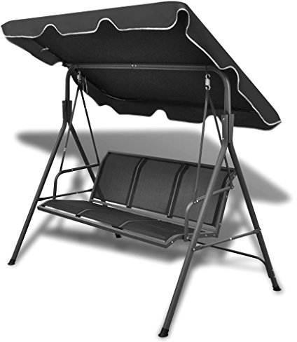 Tidyard Dondolo da Giardino Tre posti con Schienale abbattibile e baldacchino 178 x 112 x 155 cm (L x P x A)