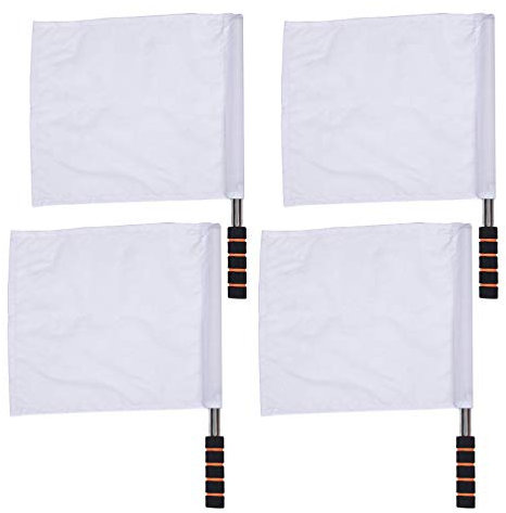 LIOOBO 4 Stücke Fußball Linienrichter Schiedsrichter Fahnen Metallstange Schaum Griff für Fußball Leichtathletik (Weiß)