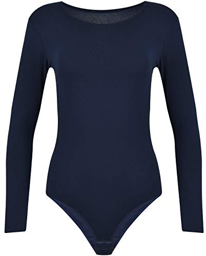 Evoni Damen Body langarm I blickdichter Bodysuit mit Rundhals für Frauen I Langarmbody in verschiedenen Farben I Body Shaper aus Baumwolle I Jumpsuit
