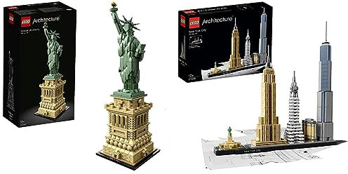 LEGO 21042 Architecture Freiheitsstatue, Mehrfarbig & 21028 Architecture - New York City, Skyline-Kollektion, Bausteine