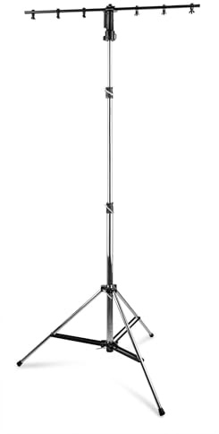 beamz Professional WLS70 DJ T-Bar Lighting Stand, Heavy Duty Tripod with Adjustable Height up to 2.9m, 40kg Load Capacity for Stage, Mobile Disco, Photography & Events