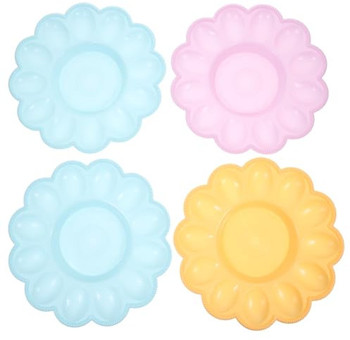 Lurrose Teufels-Eierplatte, 4 Stück, Eierhalter, Flache Eierbecher, Hühnereikartons, für Frühstück, Küche, Werkzeug, Gold (zufällige Farbe), 24 x 3 cm