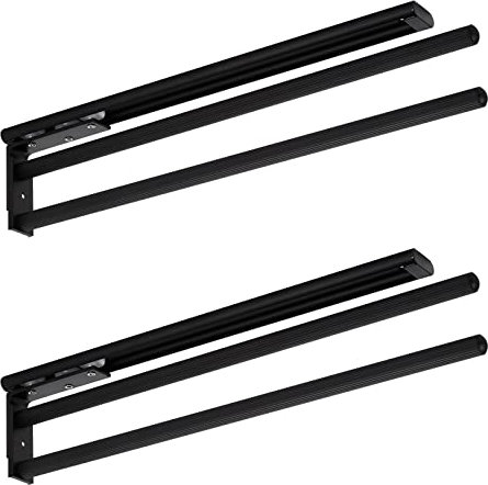 SOTECH 2 Stück Aluminium Handtuchhalter TED 2-armig schwarz matt (450-730 mm, ausziehbar, drehbar) Teleskop-Auszug geeignet für Bad oder Küche