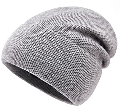 Lallier 100% Lana Merino Berretto per Uomo e Donna, Pura Lana a Costine Maglia Caldo Cappello Invernale con Confezione Regalo, Grigio Chiaro