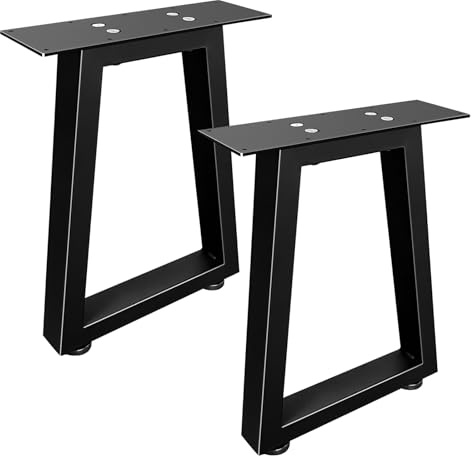 QLLY Lot de 2 Pieds de Table trapézoïdaux en métal de 40,6 cm, pour Bureau à Domicile, Noir